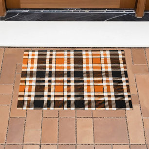 Tapete Design do Padrão do Flannel Branco Laranja Preto d