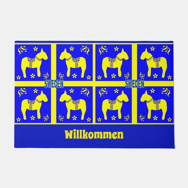 Tapete design escandinava, cavalo sueco, personalizar, (Frente)