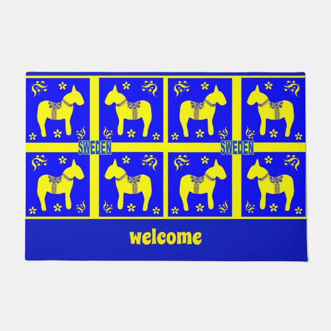 Tapete design escandinava, cavalo sueco, personalizar, (Frente)