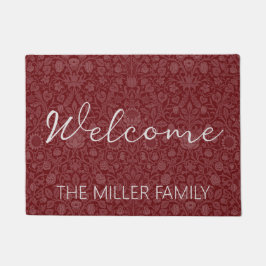 Tapete Design floral estilo oriental em vermelho escuro