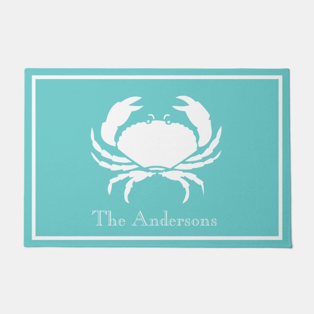 Tapete Design náutica com caranguejo branco no azul-lacri (Frente)