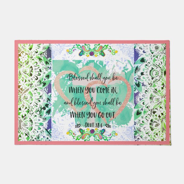 Tapete Deuteronomia "abençoada" 28:6, trava o local do co (Frente)