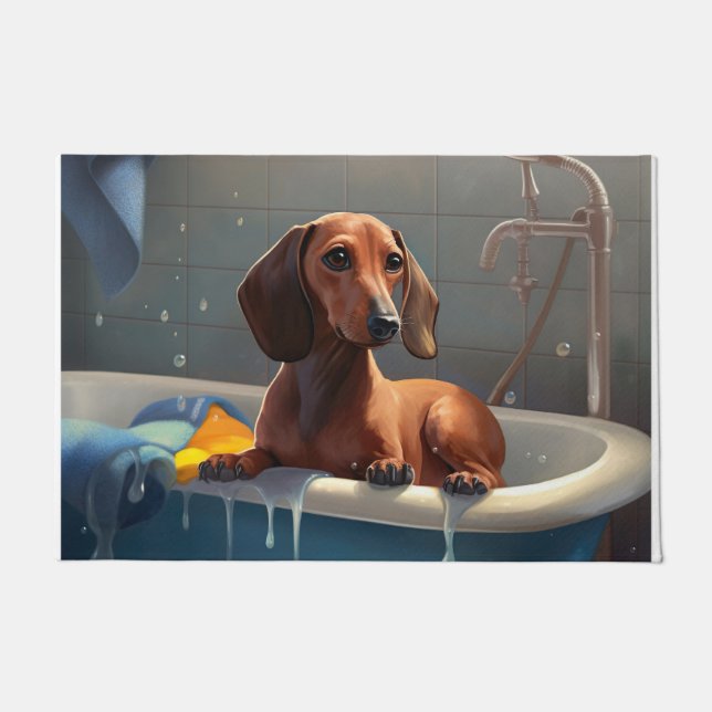 Tapete Diversão do Dachshund no Banho  (Frente)