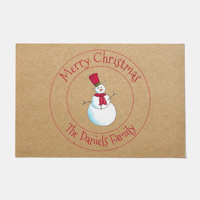 Tapete Diversão do Monograma Snowman (Frente)