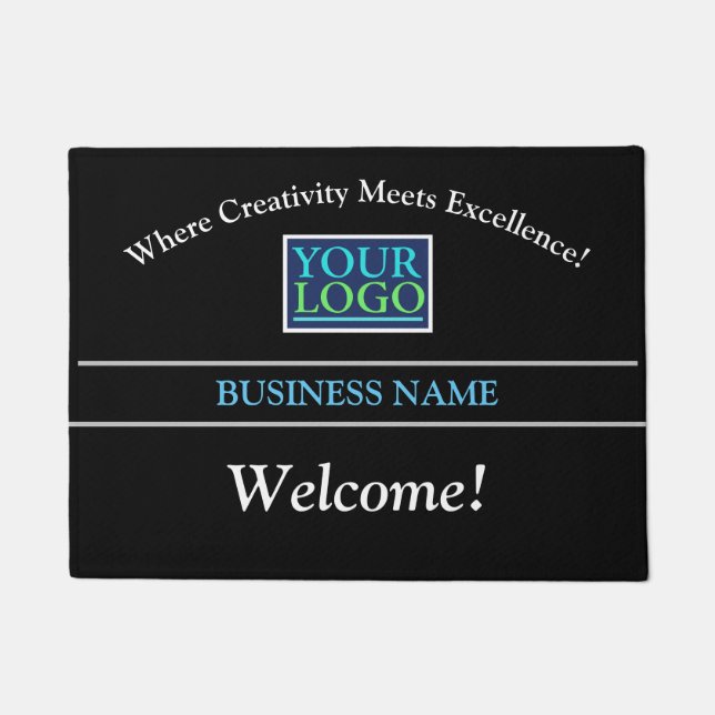 Tapete DIY Business Name, Logo, Black, Cinza Stripes (Frente)