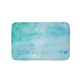 Tapete do banho do cavalo marinho da aguarela