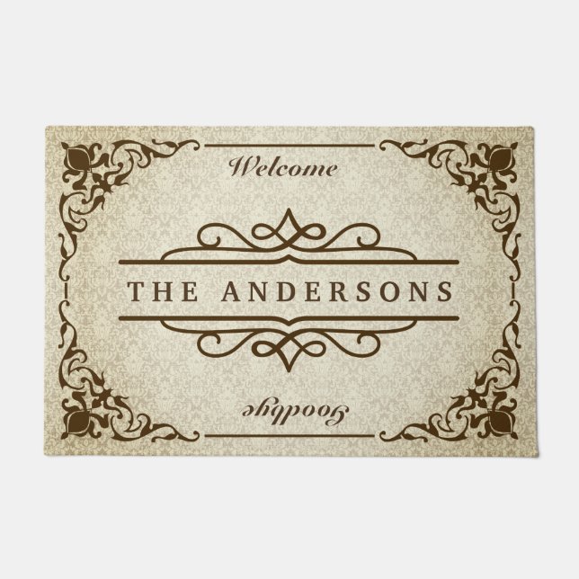 Tapete Do damasco ornamentado clássico da beira do (Frente)