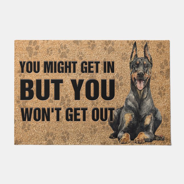 Tapete Doberman Pinscher Doormat, Cão Legal (Frente)