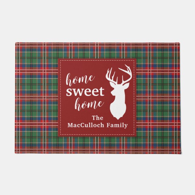 Tapete Doce Casa Tartan MacCulloch Xadrez Personalizada (Frente)