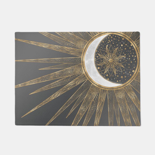 Tapete Dodles Dourados Elegantes Sun Moon Mandala Design (Frente)