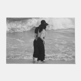 Tapete dois, asiático, menina, praia, água, ondas, românt