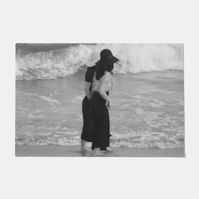 Tapete dois, asiático, menina, praia, água, ondas, românt (Frente)