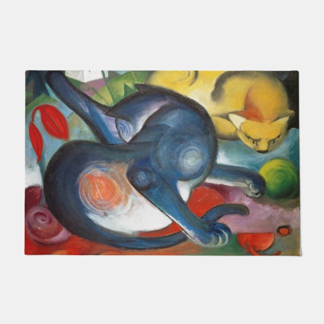 Tapete Dois Gatos, Azul e Amarelo, Franz Marc (Frente)