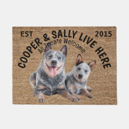 Tapete Dois Heelers Azuis Personalizados ao Longo do Cão