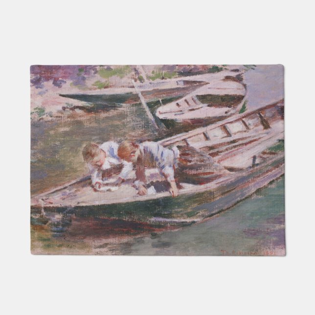 Tapete Dois rapazes num barco (por Theodore Robinson) (Frente)