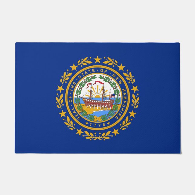 Tapete Door Mat com Flag of New Hampshire State, EUA (Frente)