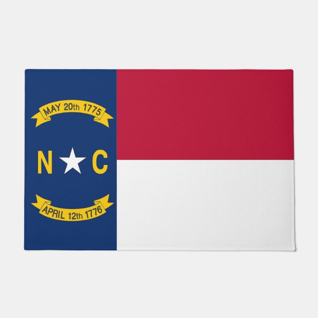 Tapete Door Mat com Flag of North Carolina State, EUA (Frente)