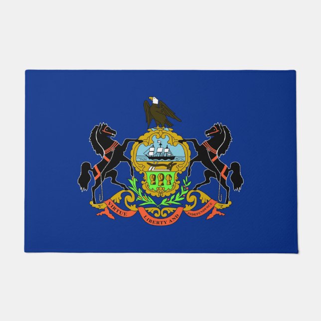 Tapete Door Mat com Flag of Pennsylvania State, EUA (Frente)