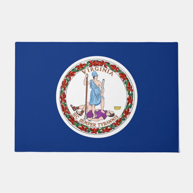 Tapete Door Mat com Flag of Virginia State, EUA (Frente)