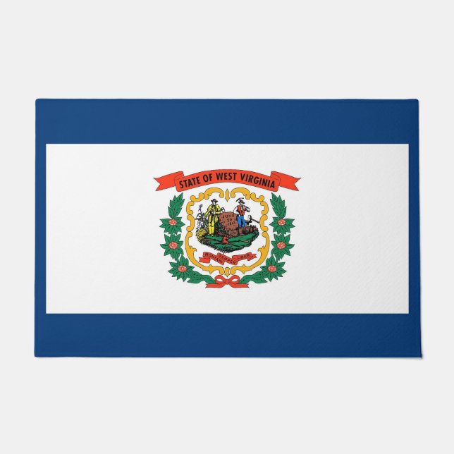 Tapete Door Mat com Flag of West Virginia, EUA (Frente)