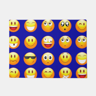 Tapete doormat azul escuro da esteira de porta dos emojis