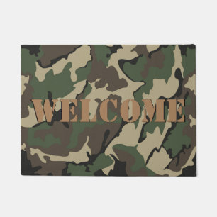 Tapete Doormat BEM-VINDO customizável de Camo, 18" x 24"