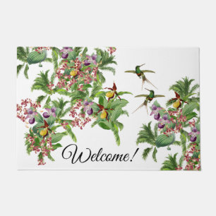 Tapete Doormat bem-vindo das flores da orquídea dos