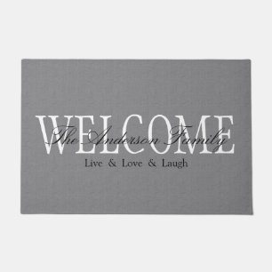 Tapete Doormat cinzento bem-vindo personalizado