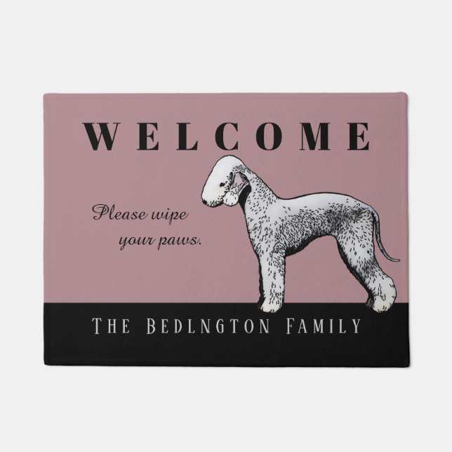 Tapete Doormat customizável de Bedlington Terrier (Frente)