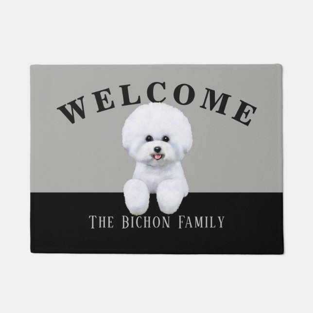 Tapete Doormat customizável de Bichon Frise (Frente)