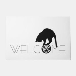 Tapete Doormat da boa vinda do gato preto