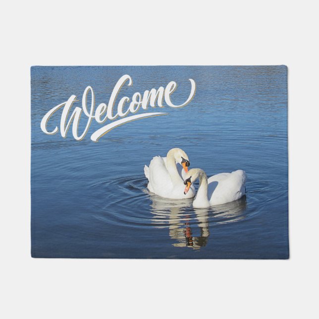 Tapete Doormat das cisnes do amor (Frente)