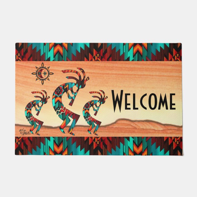 Tapete Doormat de boas-vindas ao Kokopelli (Frente)
