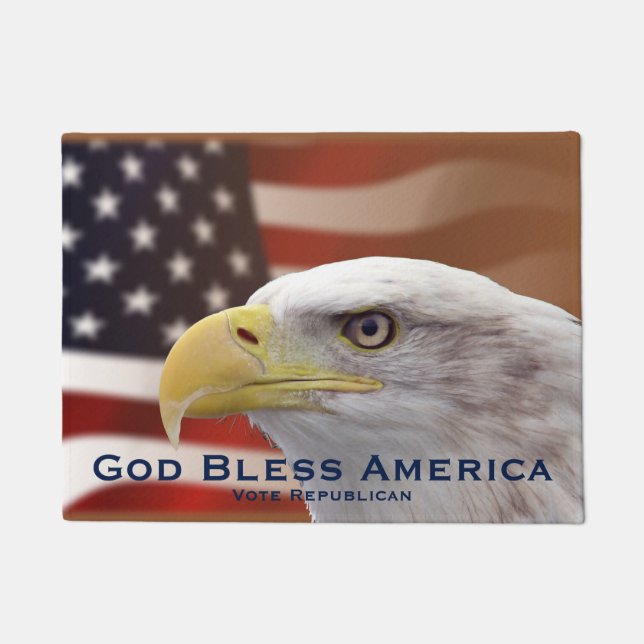 Tapete Doormat Deus abençoe Político Vote Republicano (Frente)