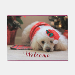 Tapete Doormat do cão de caniche do brinquedo do Natal