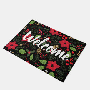 Tapete Doormat do feriado do Natal da poinsétia