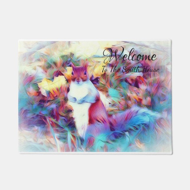 Tapete Doormat feito sob encomenda do esquilo (Frente)