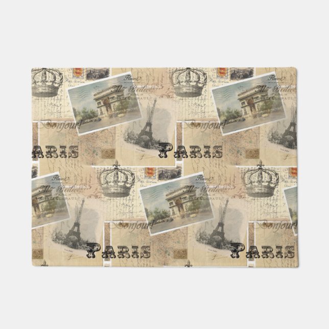 Tapete Doormat francês de Paris do cartão (Frente)