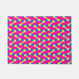 Tapete Doormat magenta, azul e amarelo