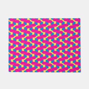 Tapete Doormat magenta, azul e amarelo