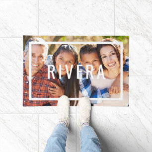 Tapete Doormat moderno da foto de família do monograma