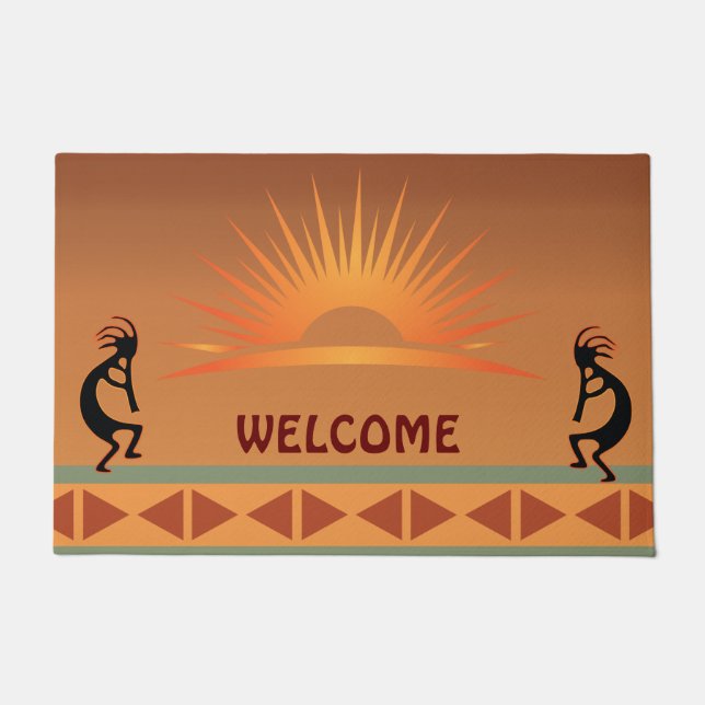Tapete Doormat Nativo Americano Kokopelli (Frente)
