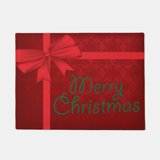 Tapete Doormat vermelho do presente de Natal (Frente)