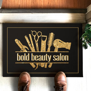 Tapete Dourada Bela Leve Salon Hairstylist Blck Doormat