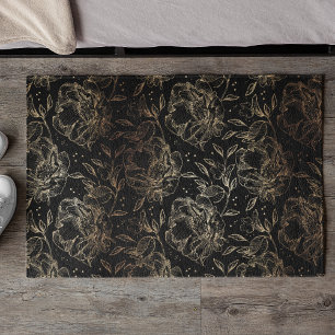 Tapete Dourada Faux Elegante Desenhando Florais Dando Pre