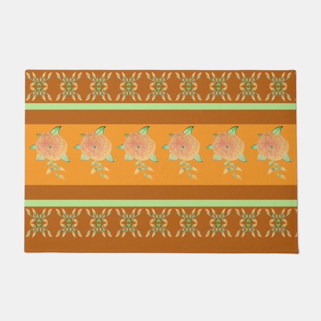Tapete Dourado Browns Peach Teal Floral (Frente)