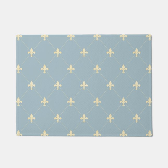Tapete Dourado Fleur-de-Lis Dusky Azul 18x24 (Frente)
