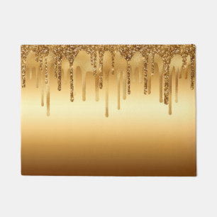 Tapete Dourado Metálico Gotejante Abstrato Estilo Luxuoso