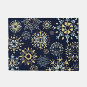 Tapete Dourado Natal Moderno Molho de Neve Azul