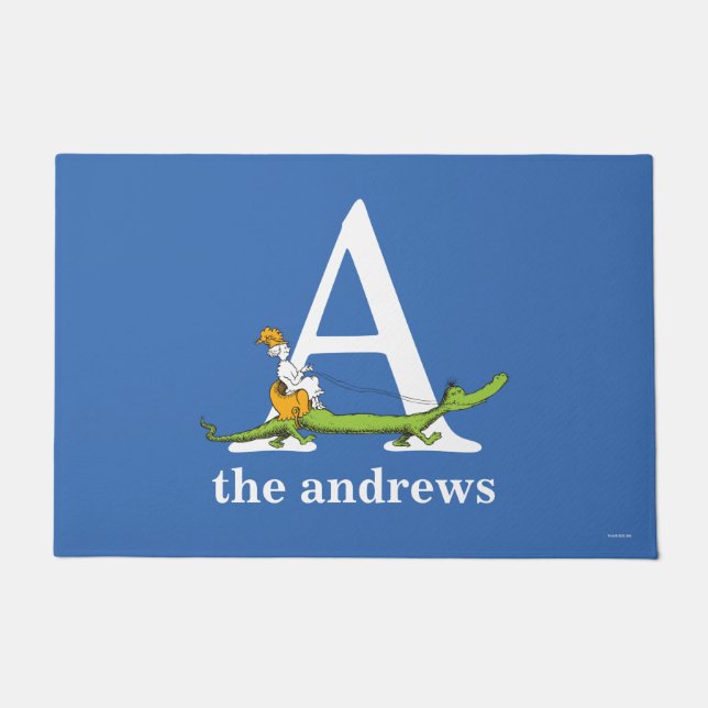 Tapete Dr. Seuss ABC: Carta A - Branco | Adicione seu nom (Frente)